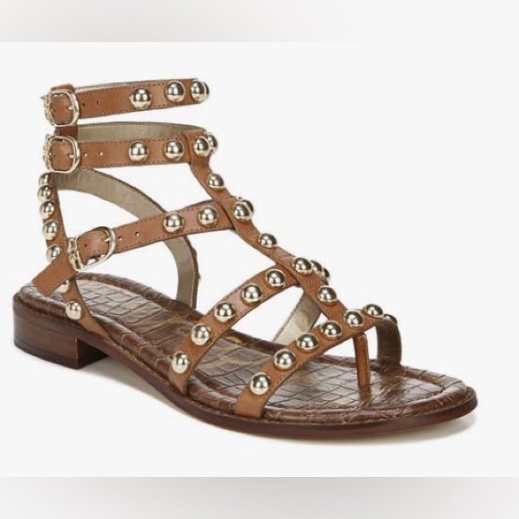 Sam Edelman Studded Strappy Eavan Sandal NIB Sz 7.5 Spiced Clay (Brown/Gold) - Picture 9 of 10